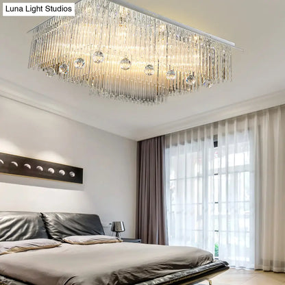 DecorBites™ DecorBites™ Modern Crystal Rod Rectangle Ceiling Light with 16 Heads – Ideal for Bedroom Flush Mount