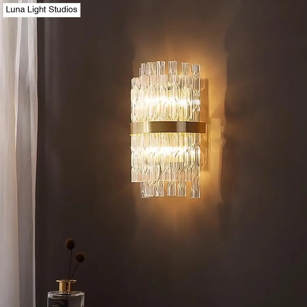 DecorBites™ DecorBites™ Modern Crystal Rod Wall Sconce with Layered Flush Design - Illuminating Wall Lighting Ideas