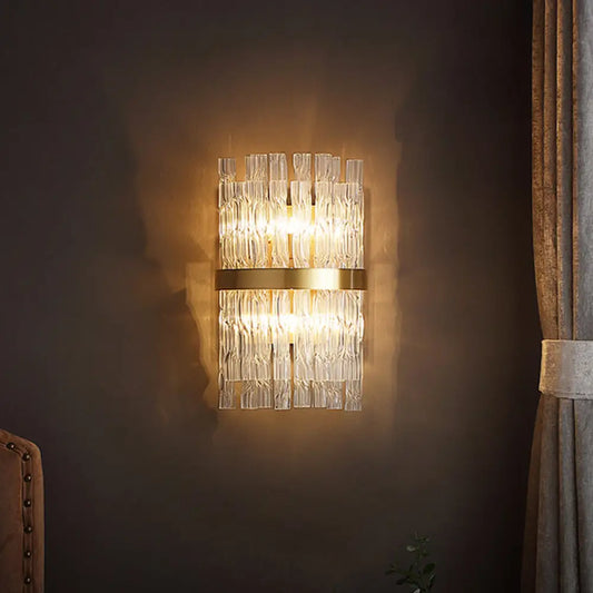 DecorBites™ DecorBites™ Modern Crystal Rod Wall Sconce with Layered Flush Design - Illuminating Wall Lighting Ideas