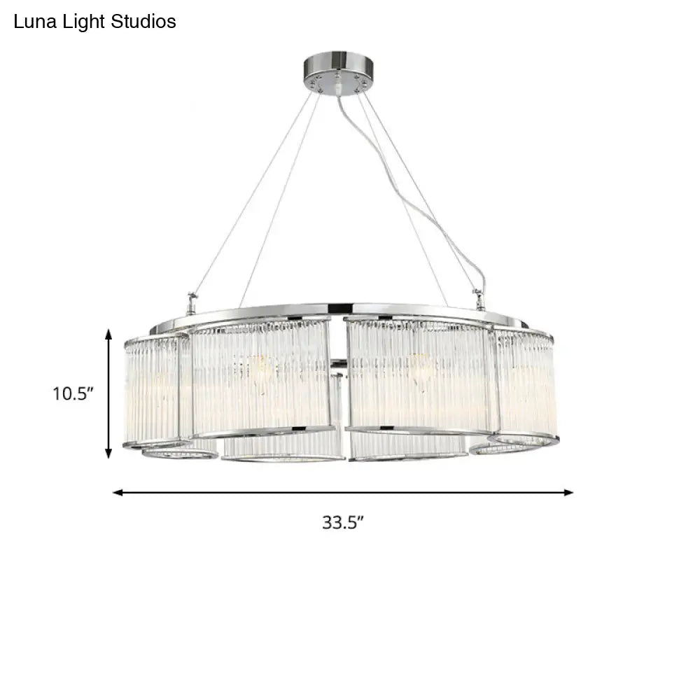 Lámpara de techo redonda moderna de cristal - Lámpara colgante cromada de 29,5"/33,5" de ancho