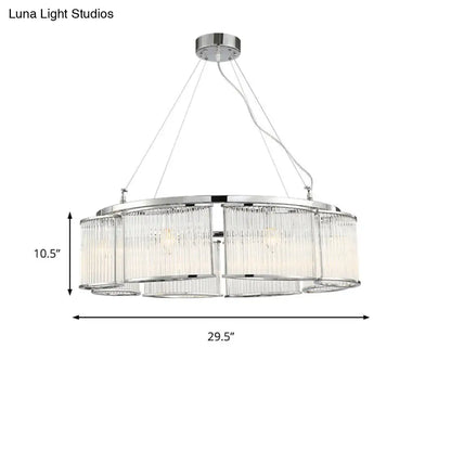 Lámpara de techo redonda moderna de cristal - Lámpara colgante cromada de 29,5"/33,5" de ancho