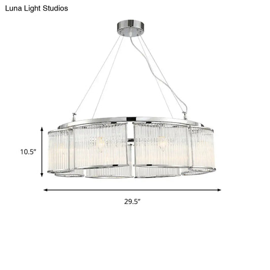 Lámpara de techo redonda moderna de cristal - Lámpara colgante cromada de 29,5"/33,5" de ancho