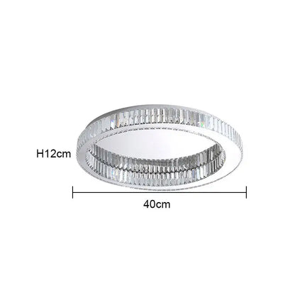 Silver-toned decorbites crystal round ceiling lamp with two concentric rings and faceted crystal elements for living room decor