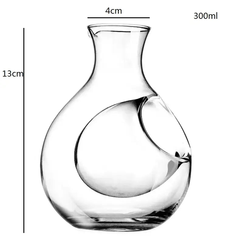 Modern crystal sake ice jug in clear glass with integrated circular handle and sleek design for decorbites crystal sake
