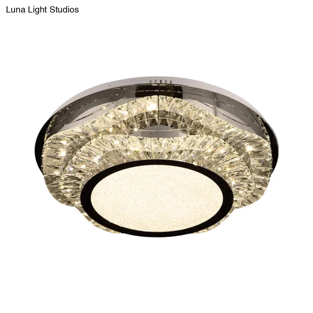 Lámpara de techo LED empotrada DecorBites™ Modern Crystal Scalloped con acabado cromado