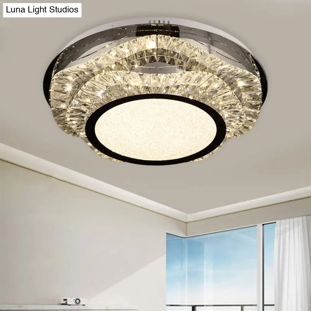 Lámpara de techo LED empotrada DecorBites™ Modern Crystal Scalloped con acabado cromado