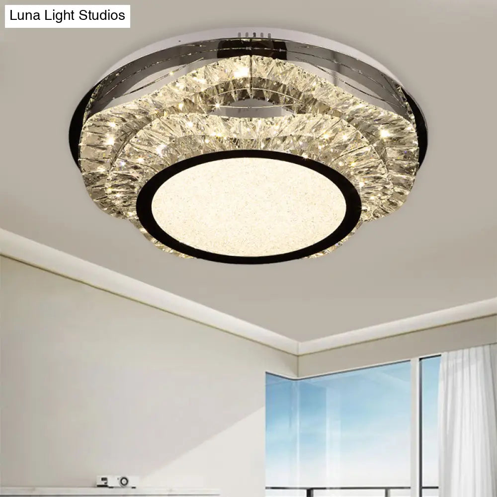 Lámpara de techo LED empotrada DecorBites™ Modern Crystal Scalloped con acabado cromado