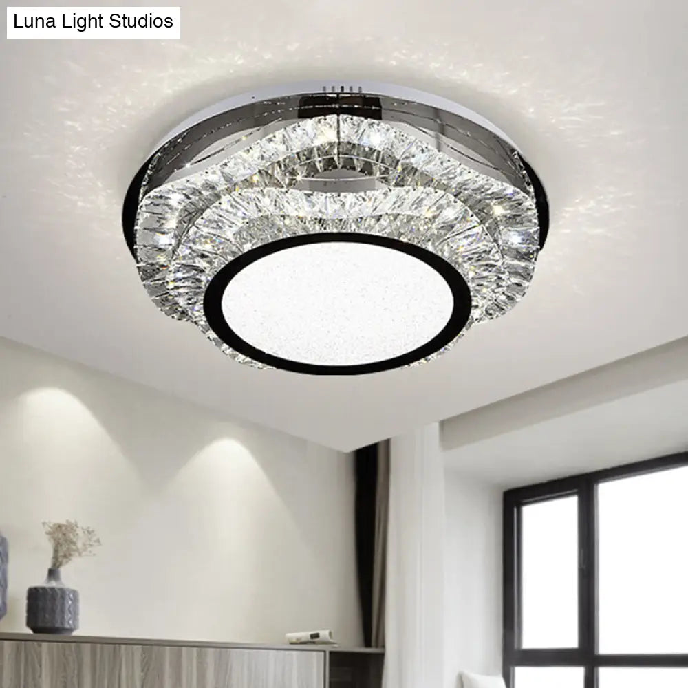 Lámpara de techo LED empotrada DecorBites™ Modern Crystal Scalloped con acabado cromado