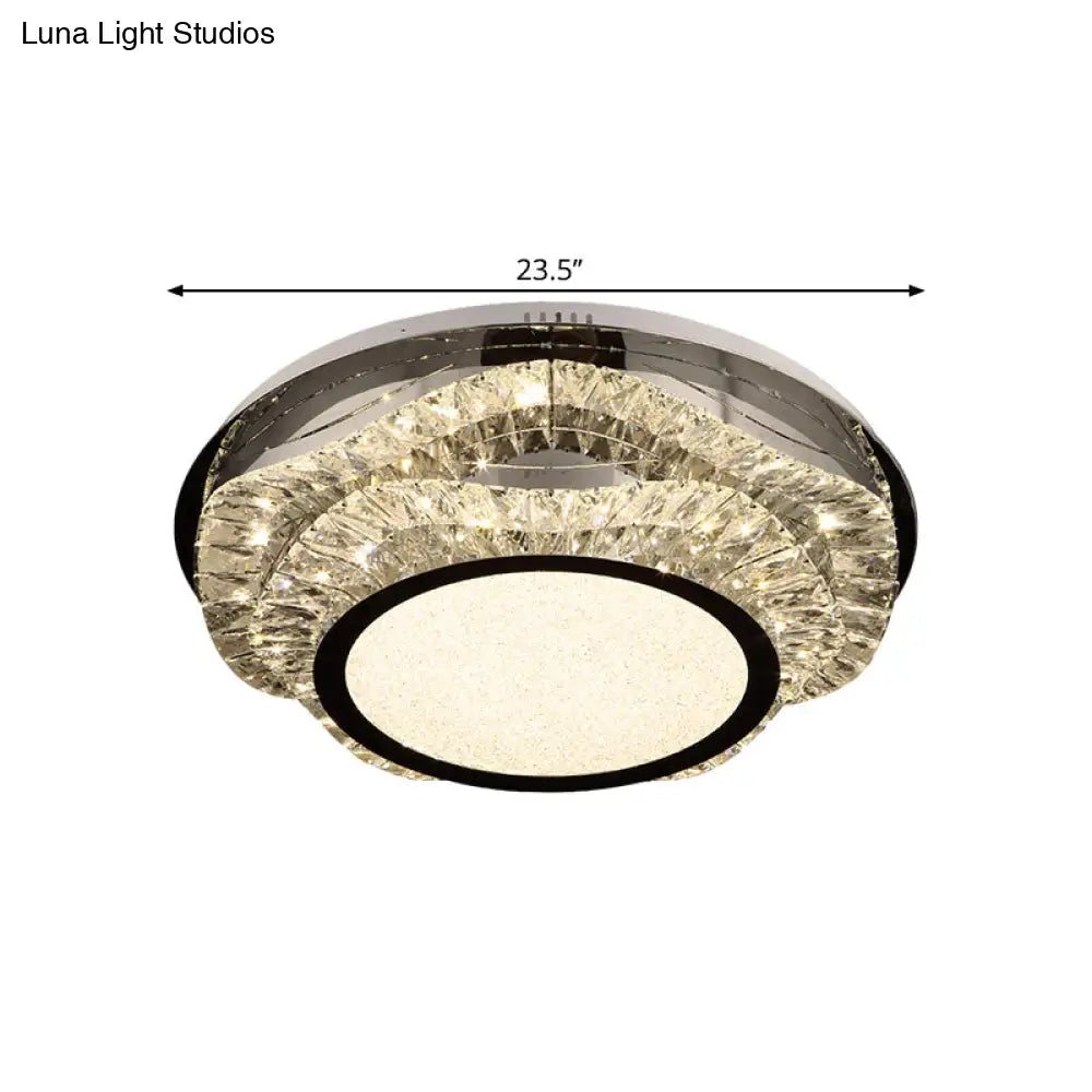 Lámpara de techo LED empotrada DecorBites™ Modern Crystal Scalloped con acabado cromado