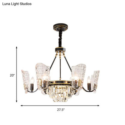 Lámpara de techo moderna con forma de escudo de cristal - 4/6/8 luces - Kit de lámpara colgante negra