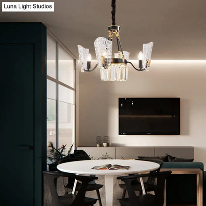 Lámpara de techo moderna con forma de escudo de cristal - 4/6/8 luces - Kit de lámpara colgante negra