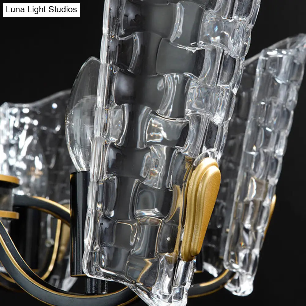 Lámpara de techo moderna con forma de escudo de cristal - 4/6/8 luces - Kit de lámpara colgante negra