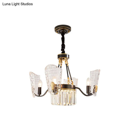 Lámpara de techo moderna con forma de escudo de cristal - 4/6/8 luces - Kit de lámpara colgante negra