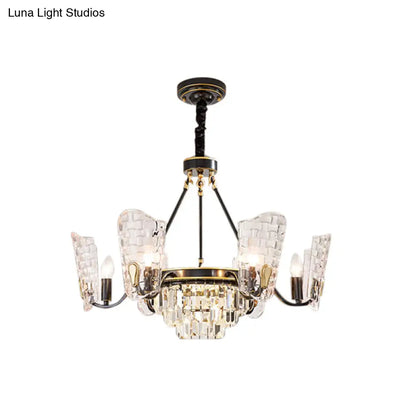 Lámpara de techo moderna con forma de escudo de cristal - 4/6/8 luces - Kit de lámpara colgante negra