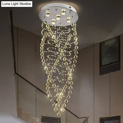 Lámpara de techo DecorBites™ Modern Crystal Spiral Flush Light con 5 bombillas - Acabado níquel para sala de estar