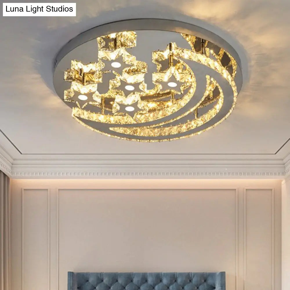 Lámpara de techo semiempotrada DecorBites™ Modern Crystal de acero inoxidable para dormitorio