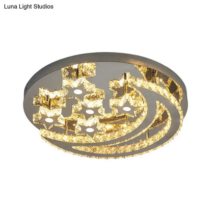 Lámpara de techo semiempotrada DecorBites™ Modern Crystal de acero inoxidable para dormitorio