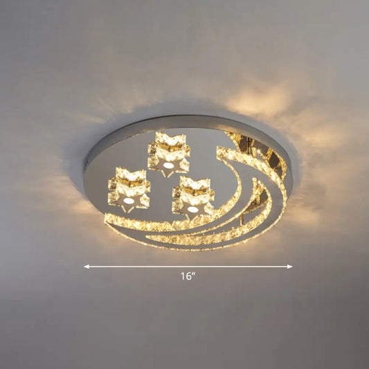 DecorBites™ DecorBites™ Modern Crystal Stainless Steel Semi Flush Mount Ceiling Light for Bedroom