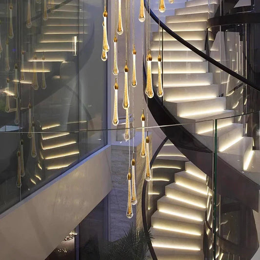 Modern Crystal Staircase Chandelier Pendant Light
