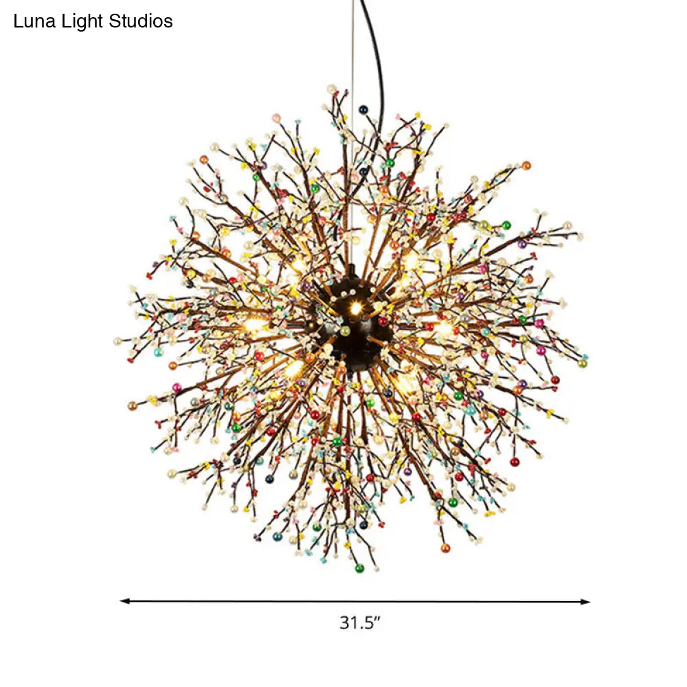 Lámpara de araña moderna de cristal con forma de estrella: 23,5"/31,5" de ancho, 8/12 luces, blanca/roja y verde