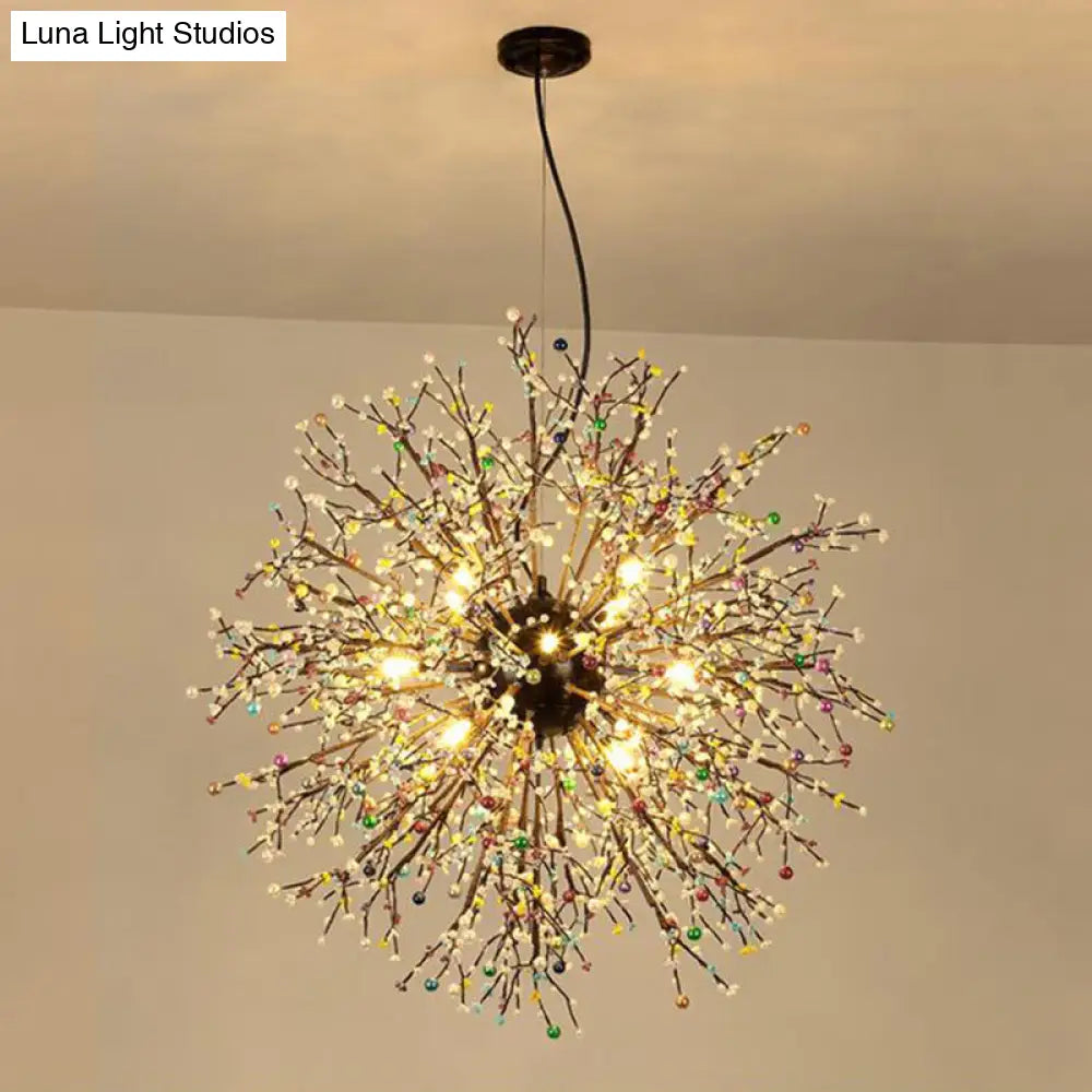 Lámpara de araña moderna de cristal con forma de estrella: 23,5"/31,5" de ancho, 8/12 luces, blanca/roja y verde
