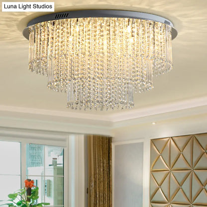 DecorBites™ Lámpara de techo LED de níquel de 3 niveles con diseño moderno de cristales, montaje empotrado para sala de estar