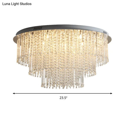 DecorBites™ Lámpara de techo LED de níquel de 3 niveles con diseño moderno de cristales, montaje empotrado para sala de estar