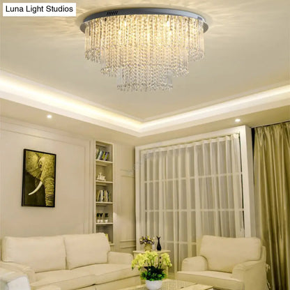 DecorBites™ Lámpara de techo LED de níquel de 3 niveles con diseño moderno de cristales, montaje empotrado para sala de estar