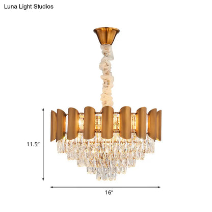 Lámpara colgante moderna de cristal: Lámpara de araña cónica de latón para comedor
