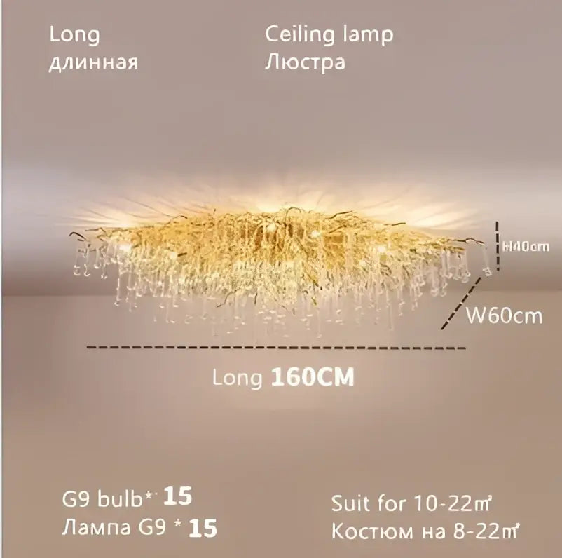 Golden crystal teardrop gold chandelier with modern cascading design for elegant living room decorbites crystal teardrop