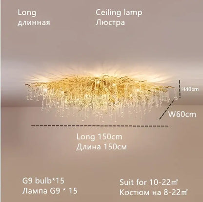 Modern crystal teardrop gold chandelier with radiant cascading design for elegant living room decorbites crystal teardrop