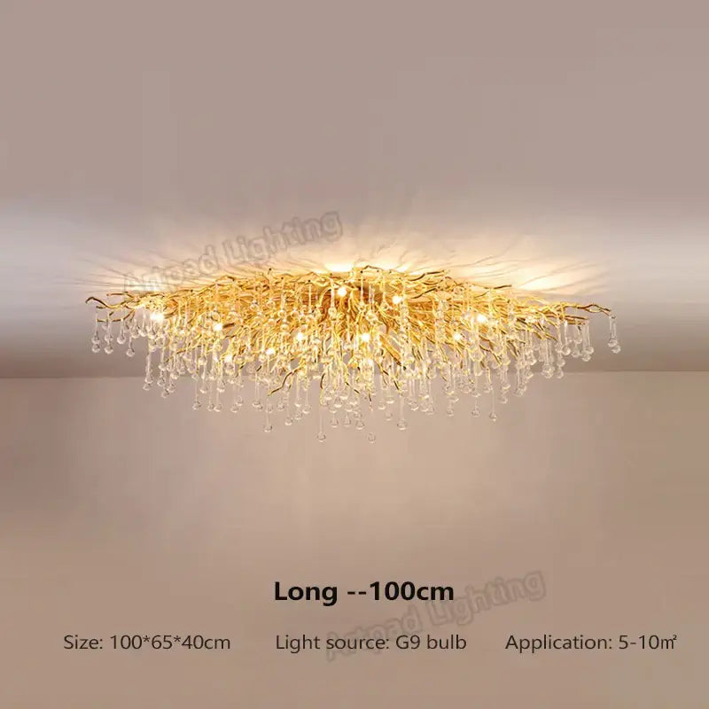 Modern crystal teardrop gold chandelier with golden branch style and crystal droplets for elegant living room decorbites crystal teardrop