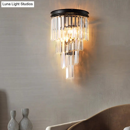 DecorBites™ DecorBites™ Modern Crystal Tiered Wall Sconce with 2 Bulbs for Bedside Lighting