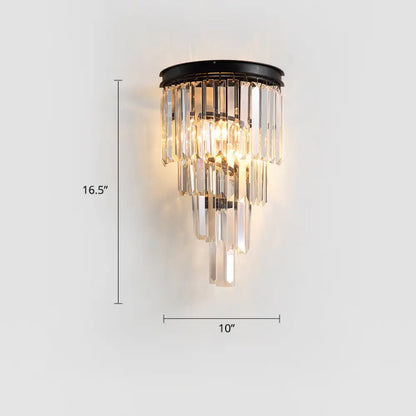 DecorBites™ DecorBites™ Modern Crystal Tiered Wall Sconce with 2 Bulbs for Bedside Lighting