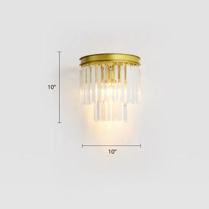 DecorBites™ DecorBites™ Modern Crystal Tiered Wall Sconce with 2 Bulbs for Bedside Lighting