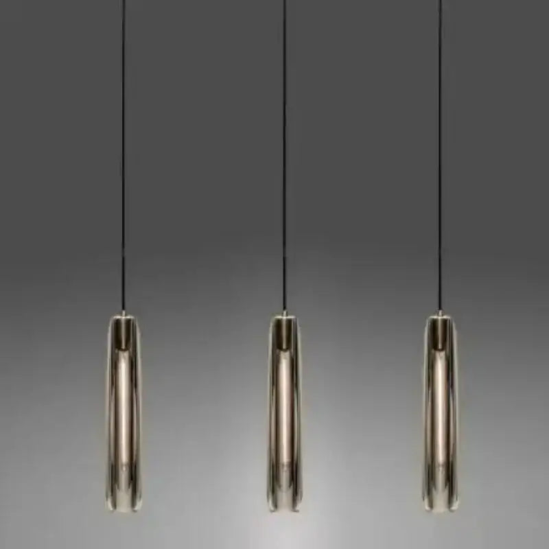 Three sleek cylindrical decorbites crystal tulip glass pendant lights with polished brass finish for bedroom chandelier lighting