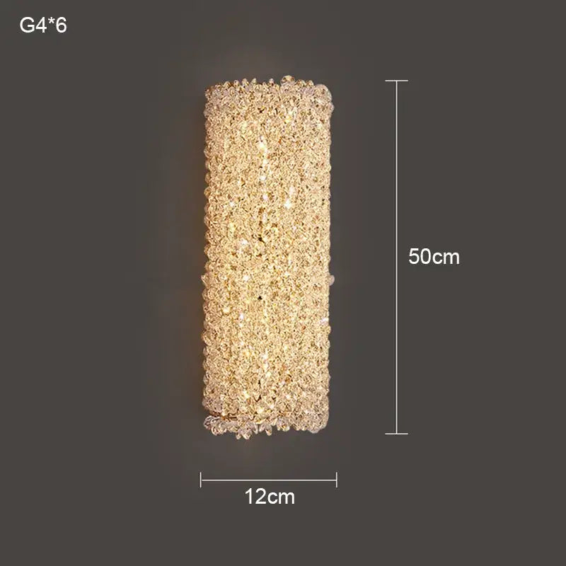 Modern crystal wall lamp bedroom rectangular gold sconce featuring dense textured gold-toned crystals wall lamp decorbites crystal wall