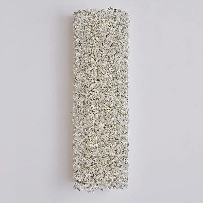 Modern rectangular gold wall lamp featuring a decorbites crystal wall design with clear and silver-toned crystals