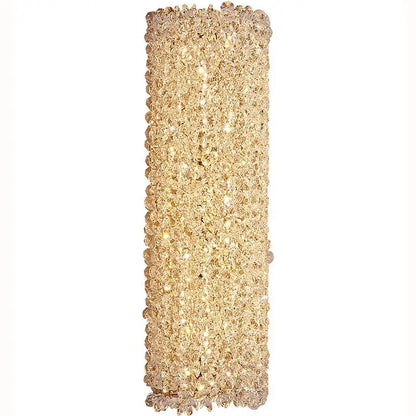 Gold-toned decorbites crystal wall lamp with textured cascading design modern rectangular sconce for bedroom decor