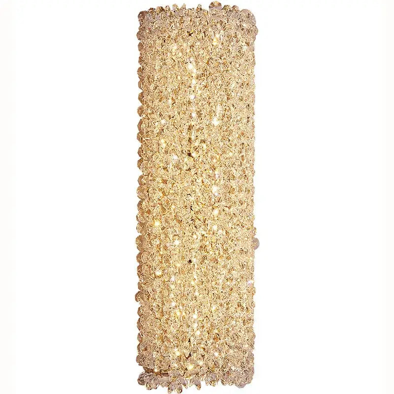 Gold-toned decorbites crystal wall lamp with textured cascading design modern rectangular sconce for bedroom decor