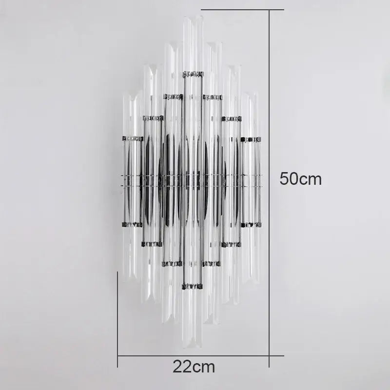 Modern crystal wall lamp with clear acrylic tubes and sleek chrome accents for living room decorbites crystal wall lamp