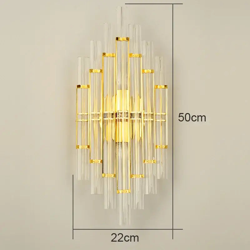 Modern crystal wall lamp gold and chrome sconce with clear glass tubes for living room decorbites crystal wall lamp