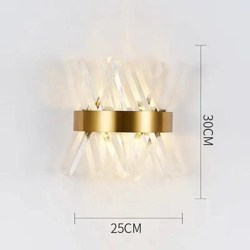 Gold-toned modern crystal wall lamp with clear prisms and chrome sconce for living room decorbites crystal wall lamp