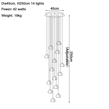 A modern adjustable decorbites crystal water chandelier with 14 cascading water droplet lights from circular mount