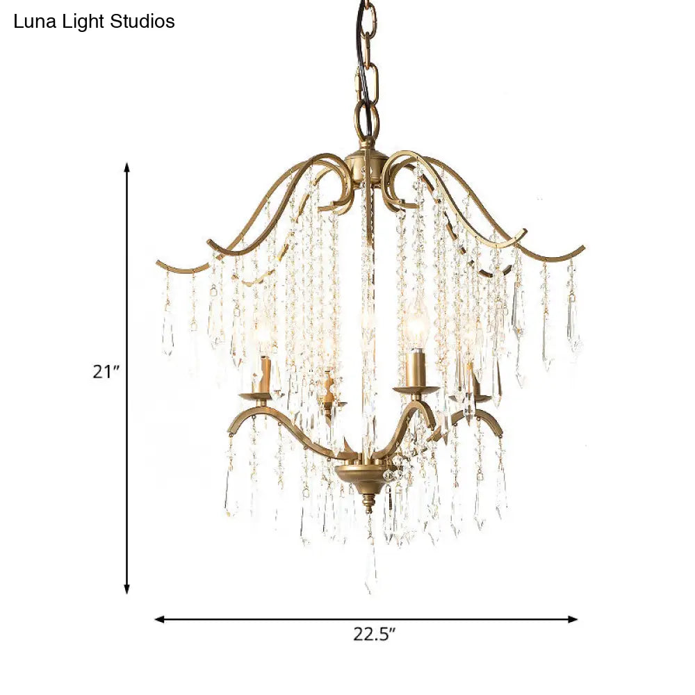 Lámpara de techo colgante moderna de cristal con diseño de cascada - Lámpara de techo de latón, 3/4 bombillas, 47 cm/57 cm de ancho