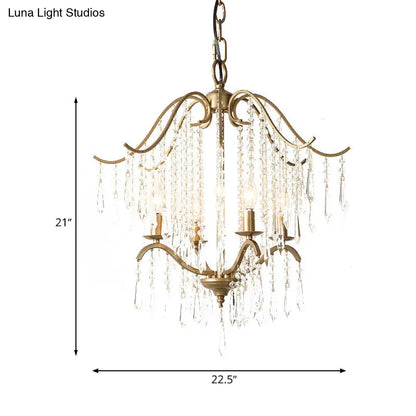 Lámpara de techo colgante moderna de cristal con diseño de cascada - Lámpara de techo de latón, 3/4 bombillas, 47 cm/57 cm de ancho