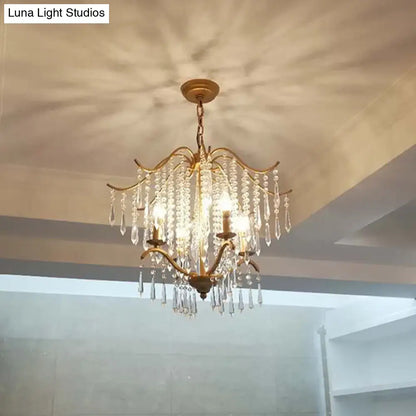 Lámpara de techo colgante moderna de cristal con diseño de cascada - Lámpara de techo de latón, 3/4 bombillas, 47 cm/57 cm de ancho