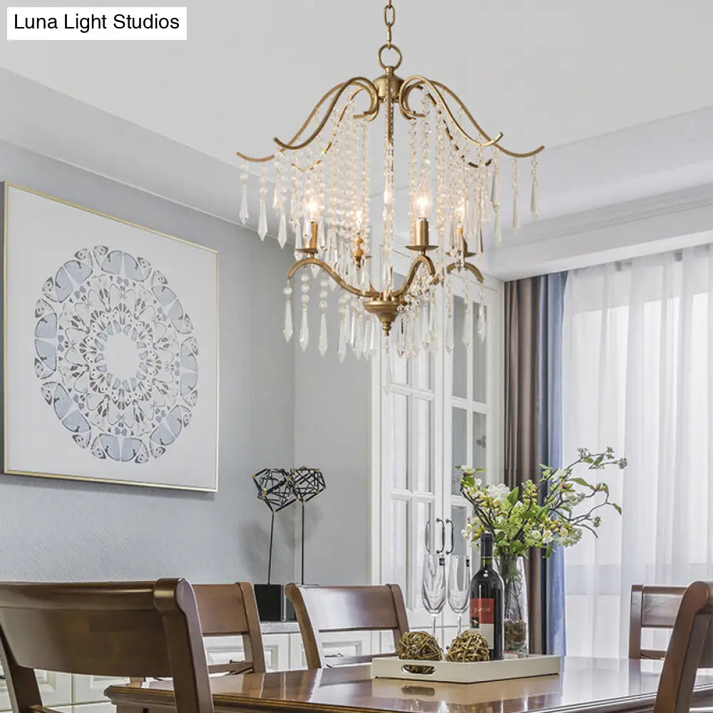 Lámpara de techo colgante moderna de cristal con diseño de cascada - Lámpara de techo de latón, 3/4 bombillas, 47 cm/57 cm de ancho