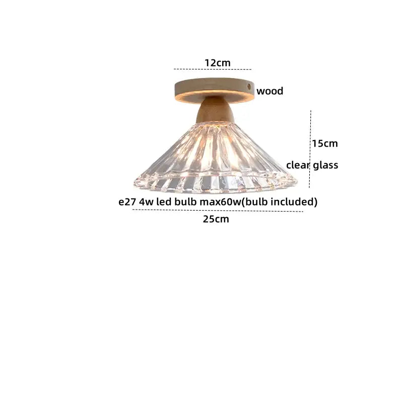 A clear glass fluted pendant ceiling lamp with a wooden mount from decorbites crystal wood led collection