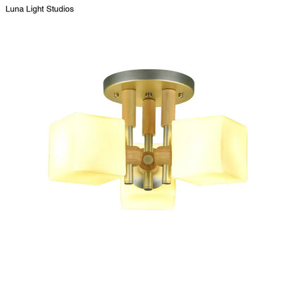 Lámpara de techo DecorBites™ Modern Cube de 3 luces, de cristal y madera